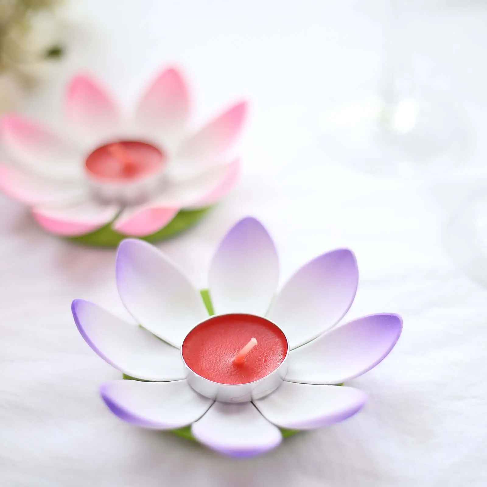 10 Pack 5" Colorful Lotus Flower Floating Tea Light Candle Lanterns, Assorted Water Lily Candles