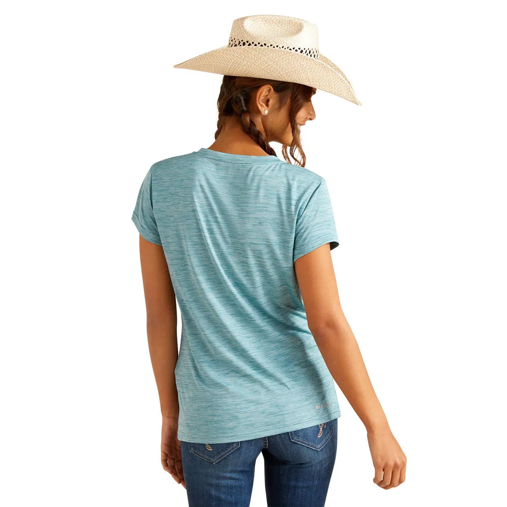 10049024 Ariat Women's Laguna Logo Short Sleeve Top - Brittany Blue