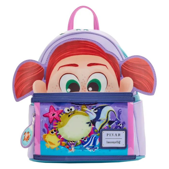 10" Disney : Finding Nemo - Darla Faux Leather Mini Backpack Bag Loungefly Exclusive