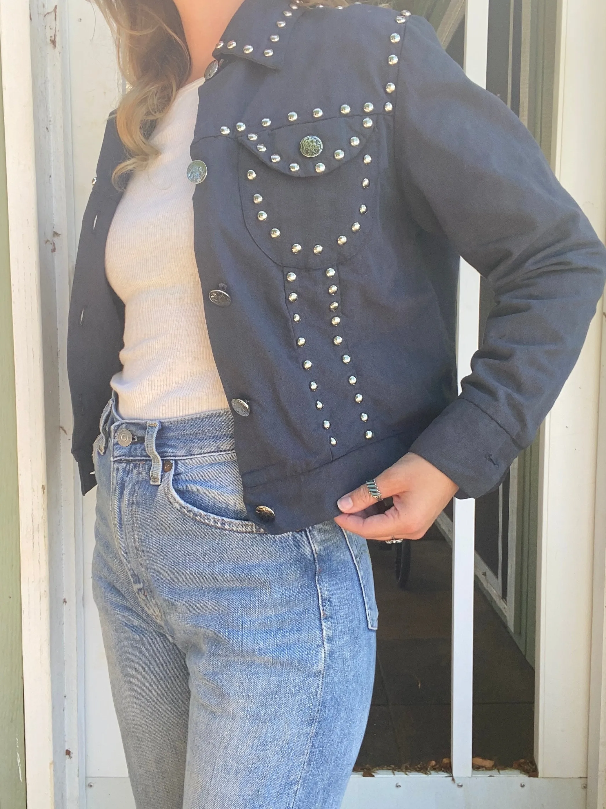 1970s Black Studded Jacket