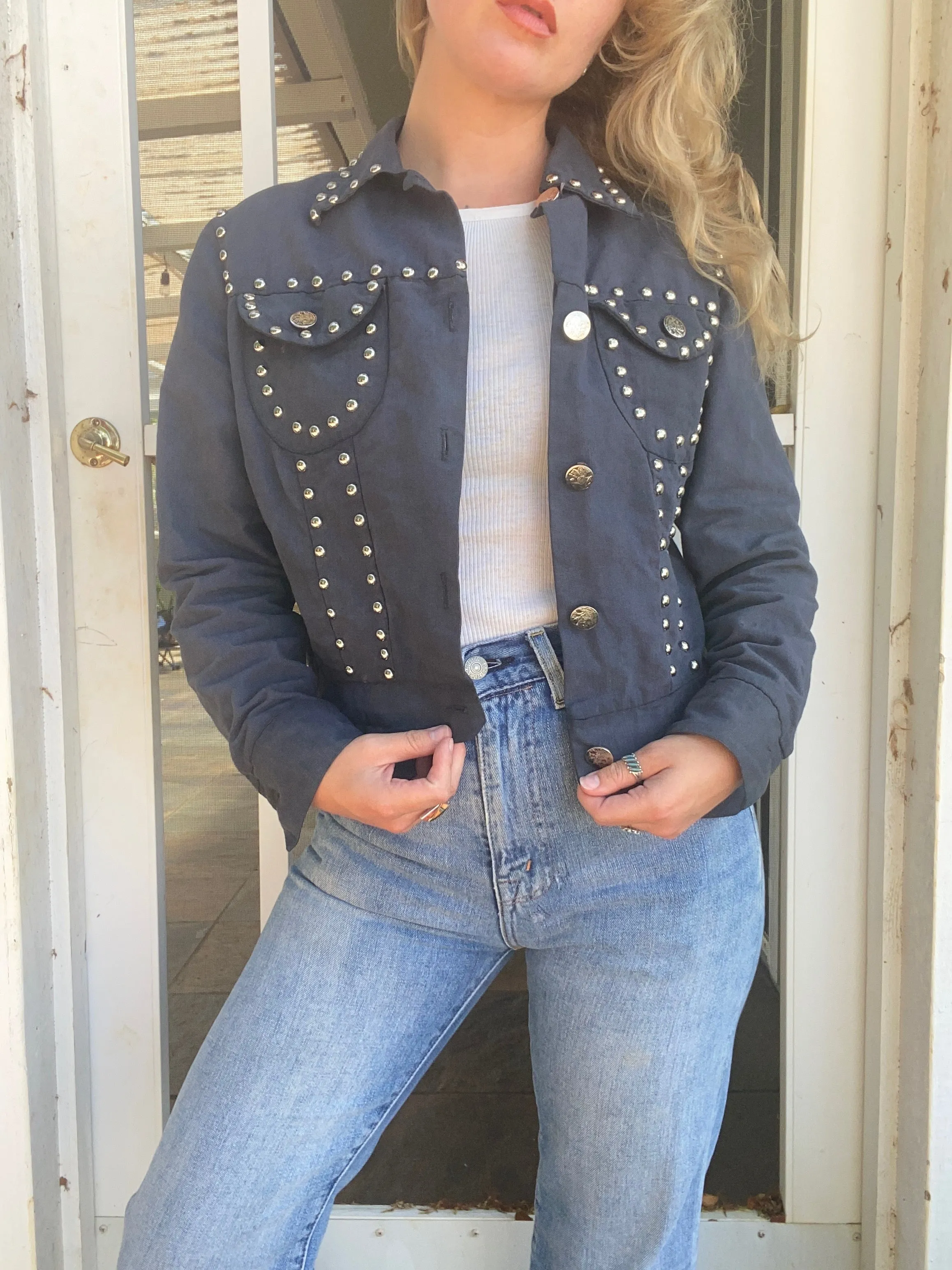 1970s Black Studded Jacket