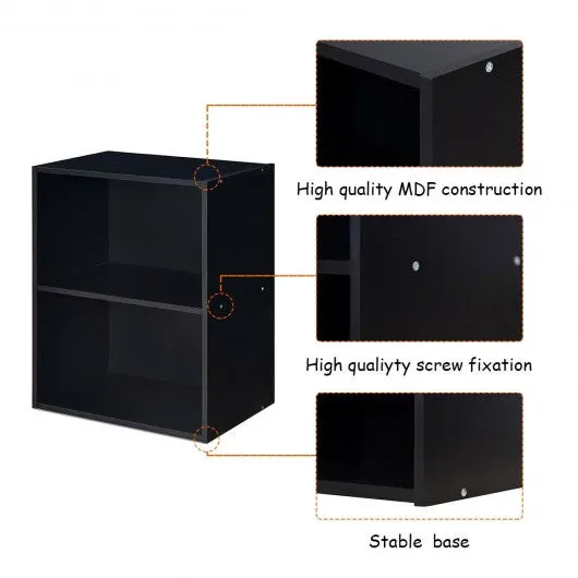 2 Tier Open Night Stand End Table Sofa Side Storage Furniture-Black