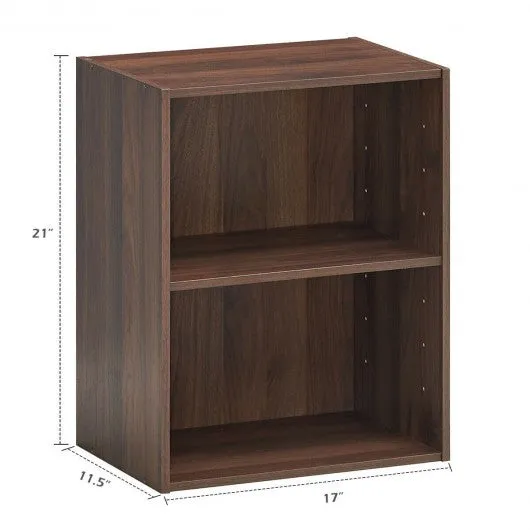 2 Tier Open Night Stand End Table Sofa Side Storage Furniture-Walnut