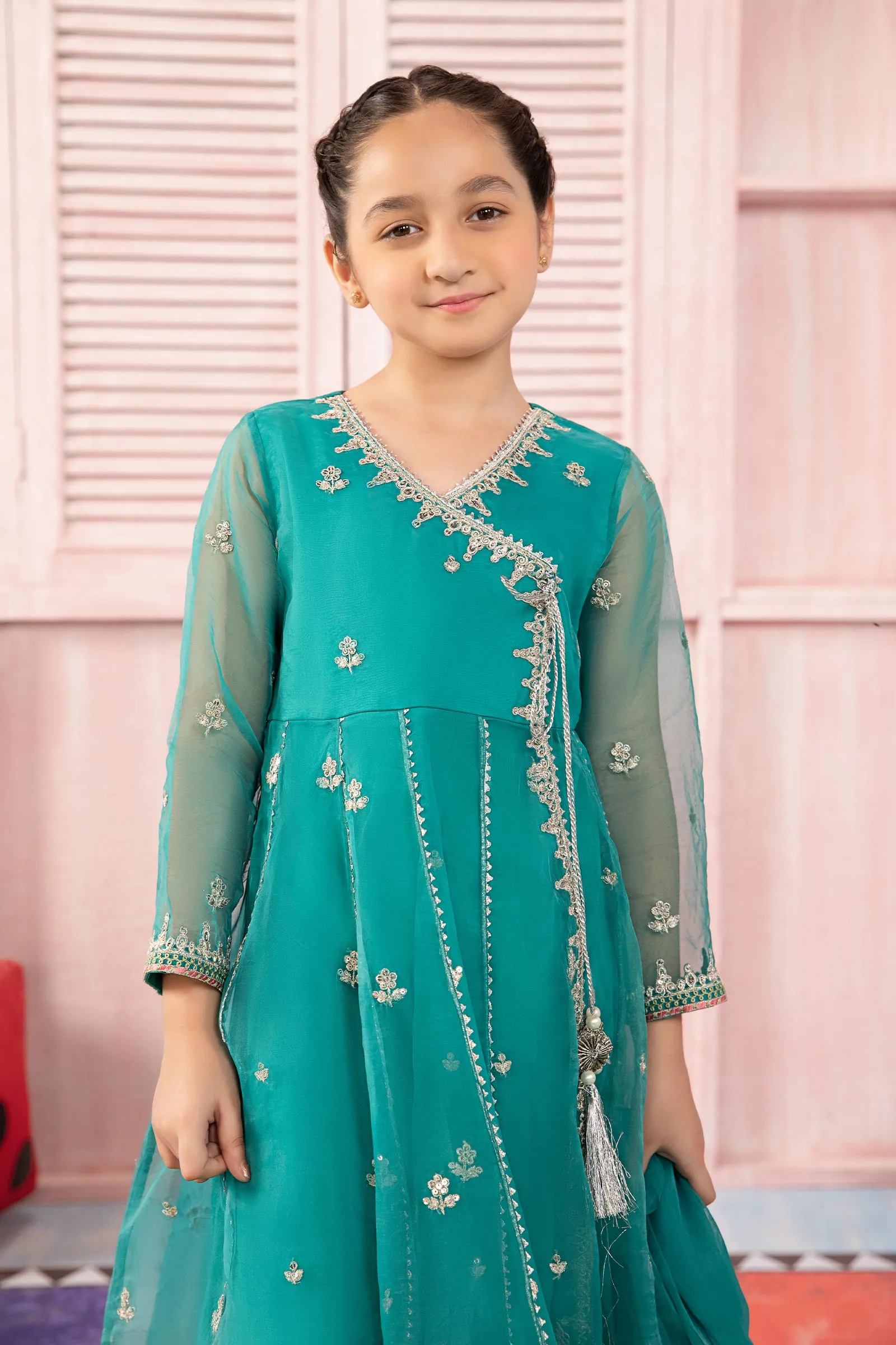 3 Piece Embroidered Organza Suit | MKS-PF24-01