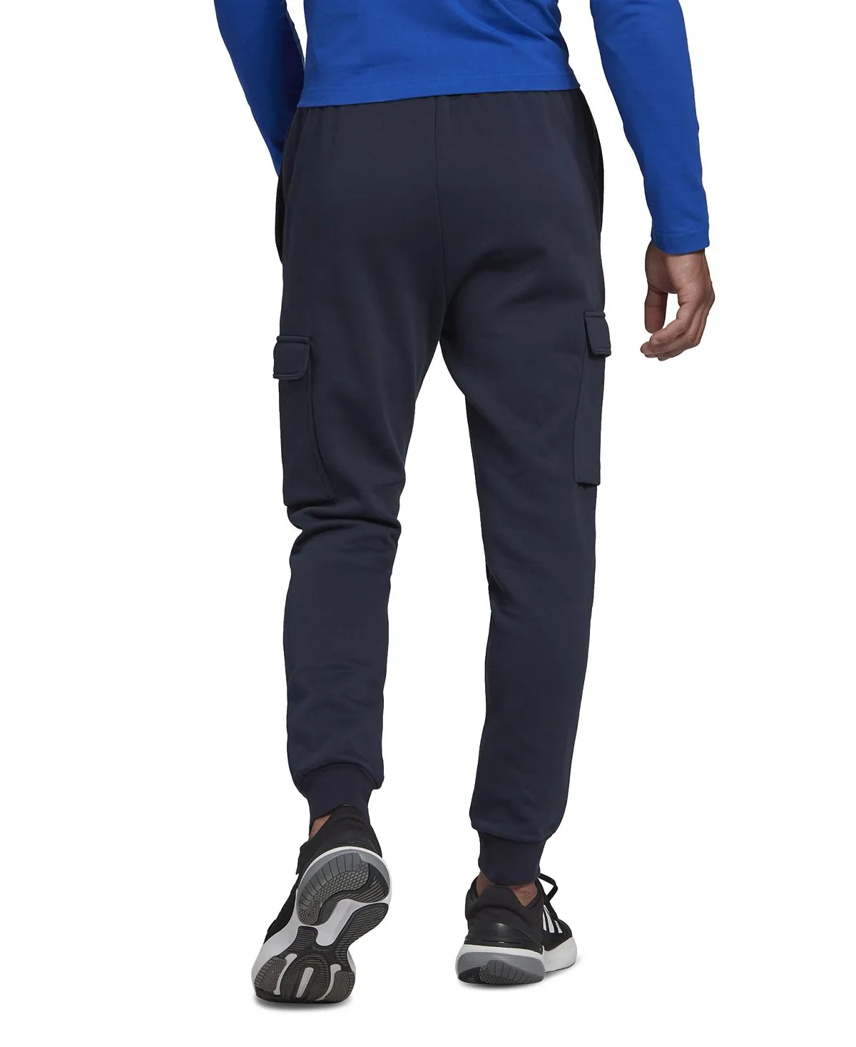 Adidas Essentials Men's Regular Tapered Fit Fleece Cargo Joggers, Navy