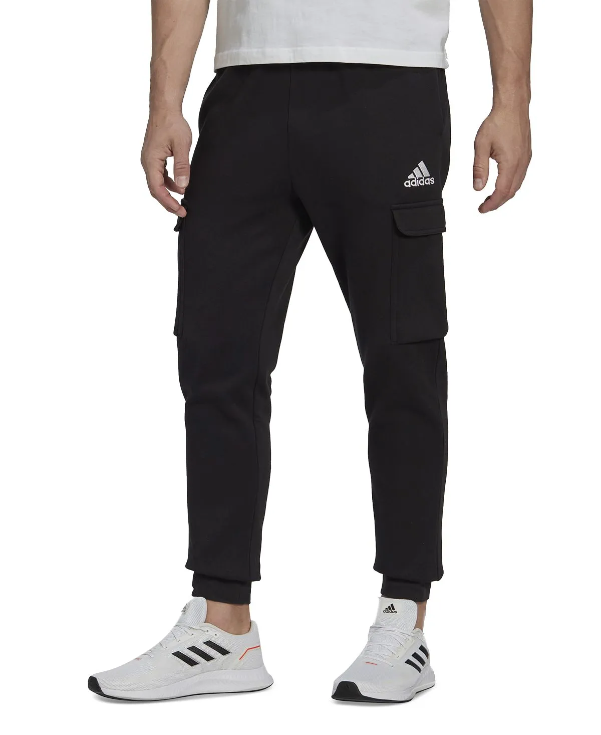 adidas Men's Classic Slim Fit Fleece Cargo Joggers Black