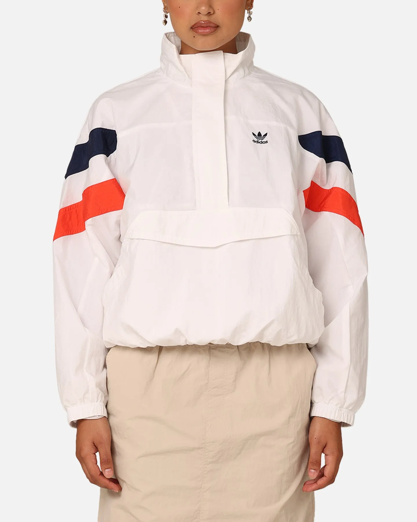 Adidas Women's Half-Zip Windbreaker Jacket Cloud White