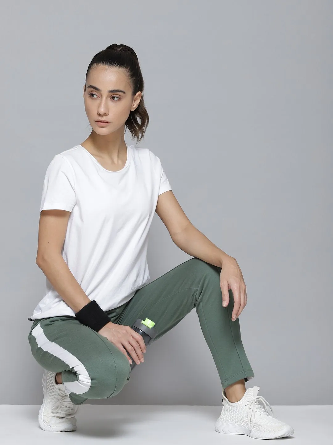 Alcis Women Green & White Striped Track Pants