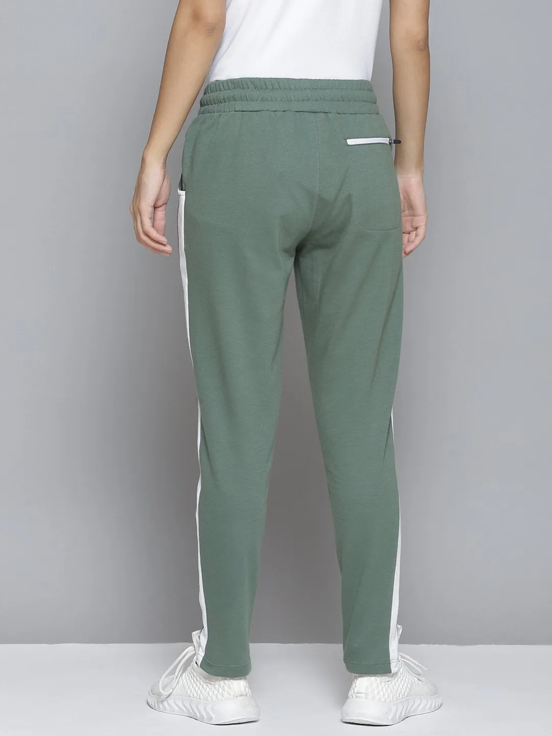 Alcis Women Green & White Striped Track Pants