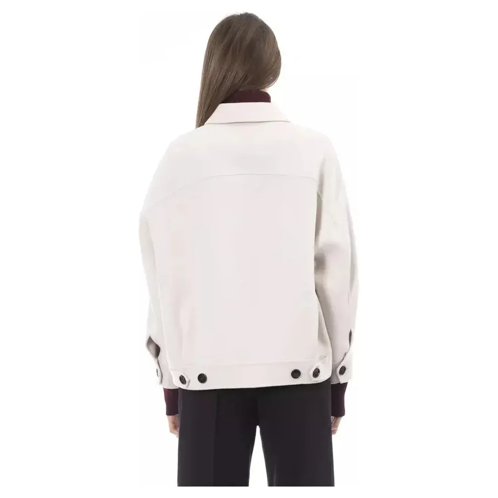 Alpha Studio Elegant White Wool Blazer Jacket