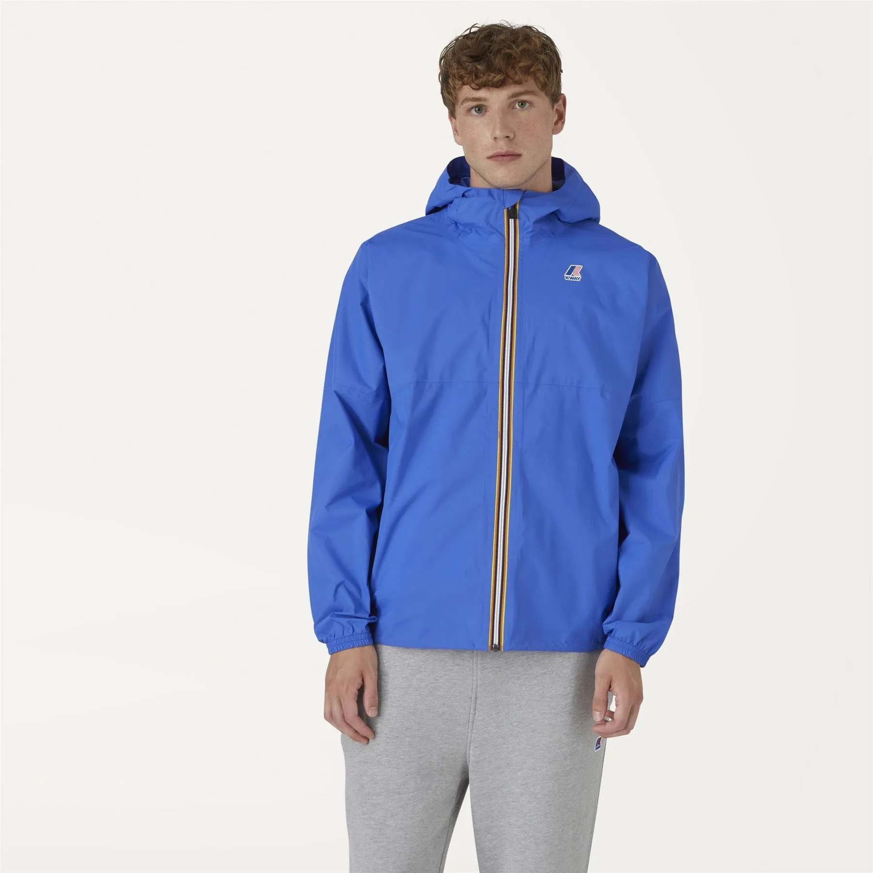 Amiable Claude - Packable Full Zip Rain Jacket in Blue Royal