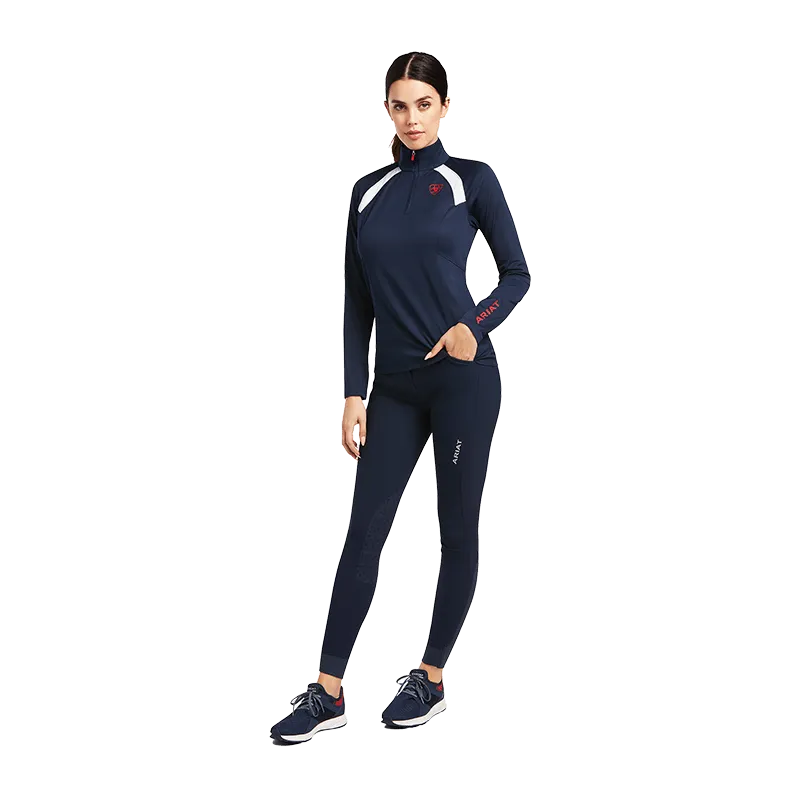 Ariat Women's Sunstopper 2.0 1/4 Zip Navy Baselayer Shirt