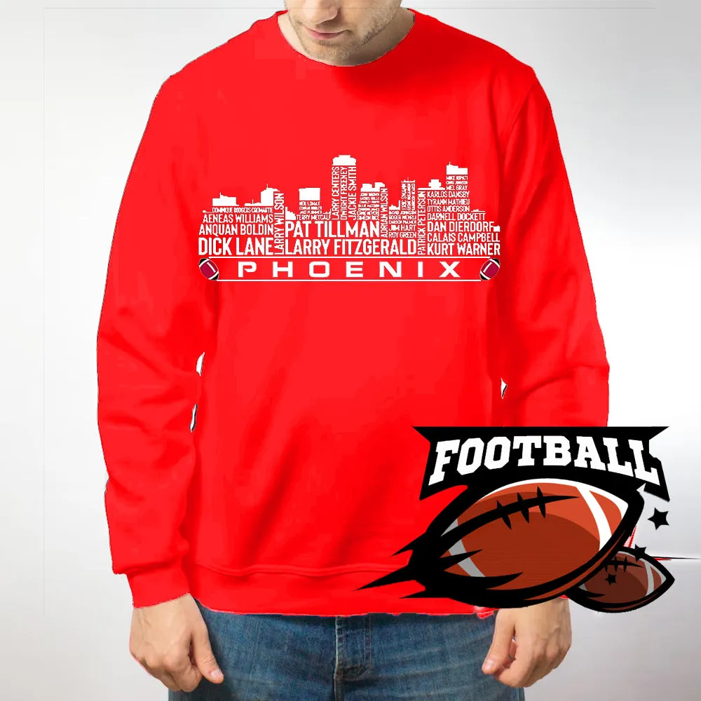 Arizona Football Team All Time Legends Name Tee Hoodie Sweatshirt Phoenix City Skyline Tee Football Fans Gift