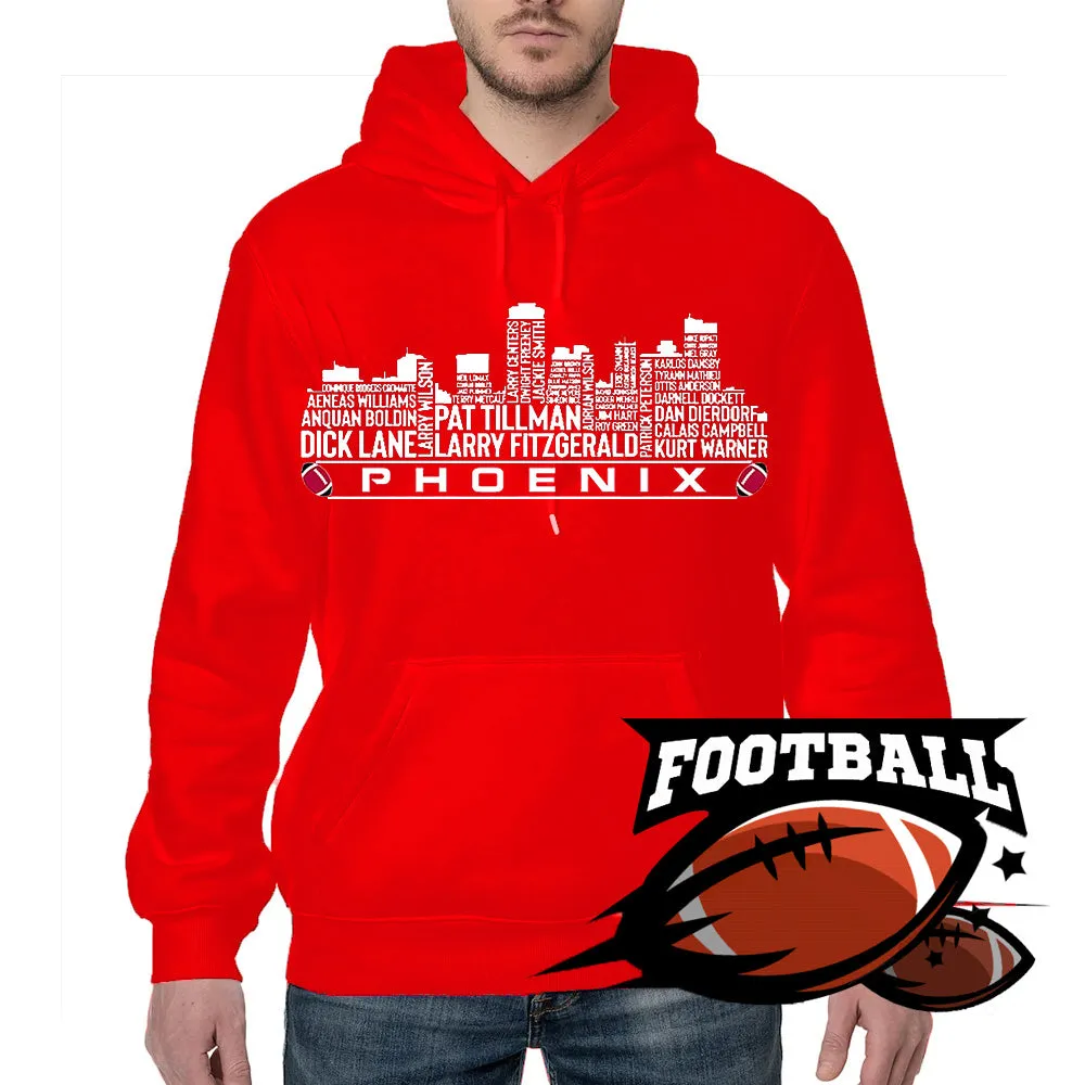 Arizona Football Team All Time Legends Name Tee Hoodie Sweatshirt Phoenix City Skyline Tee Football Fans Gift