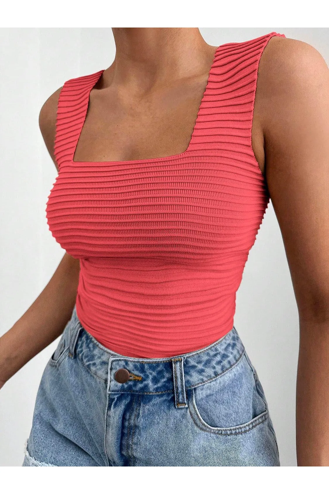 Audrey Square Neck Wide Strap Tank