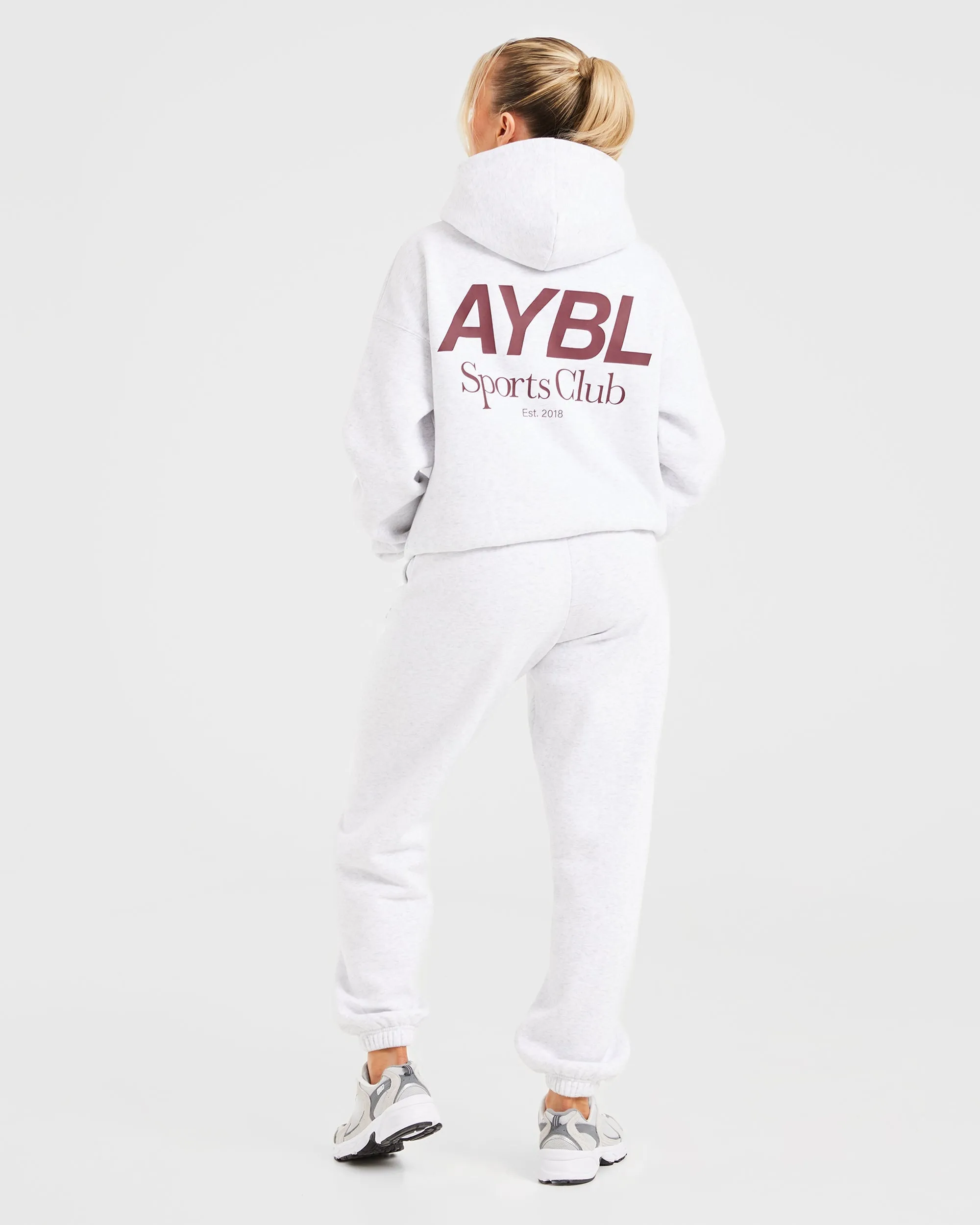 AYBL Sports Club Oversized Joggers - Grey Marl/Burgundy