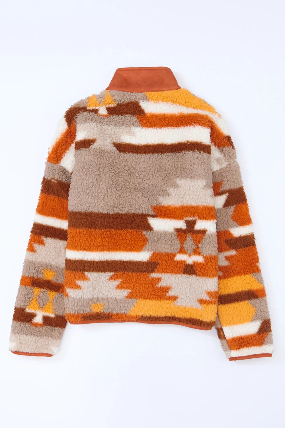 Aztec Colorblock Fleece Buttoned Jacket