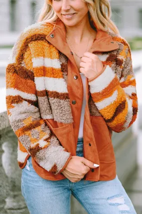 Aztec Colorblock Fleece Buttoned Jacket