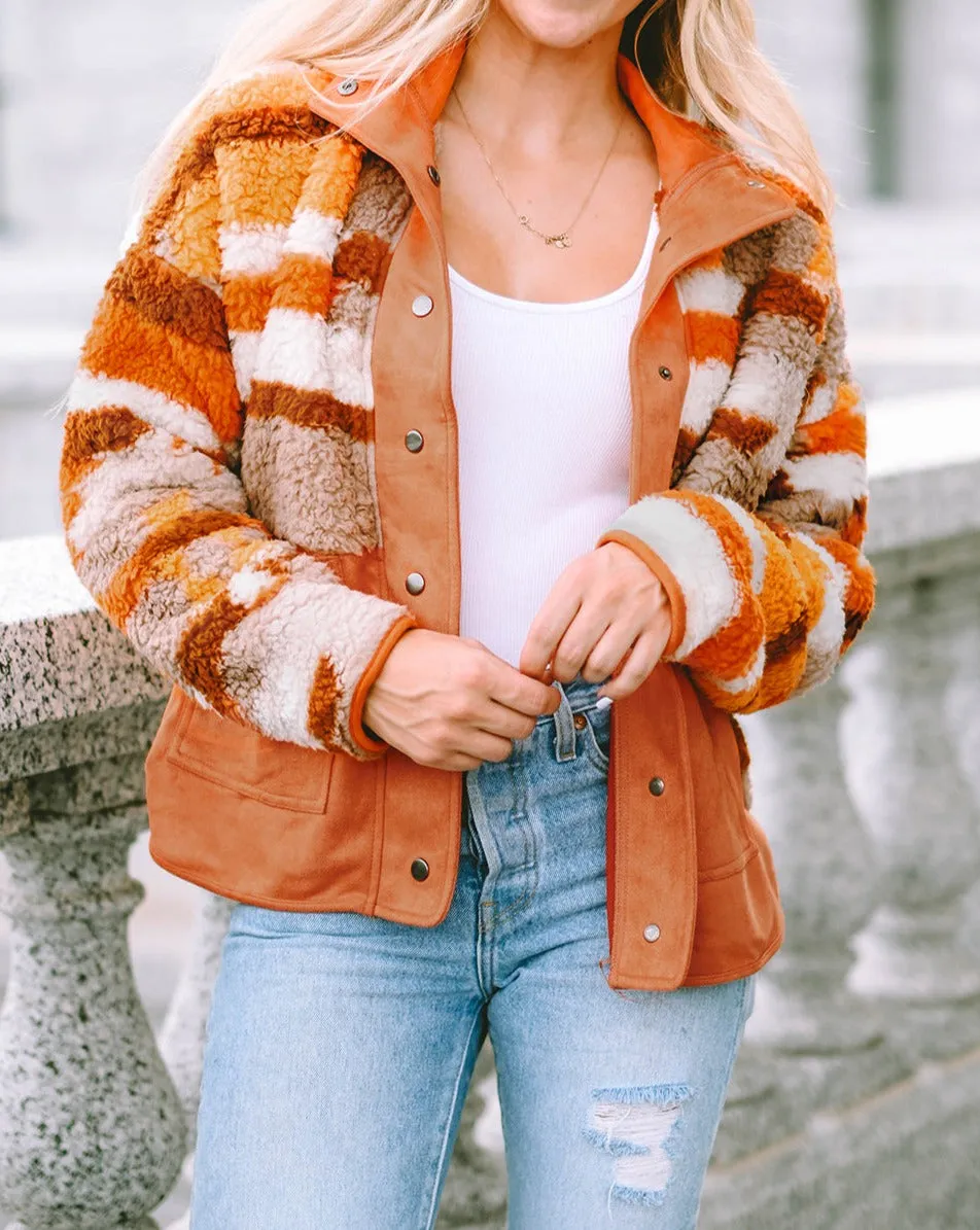 Aztec Colorblock Fleece Buttoned Jacket