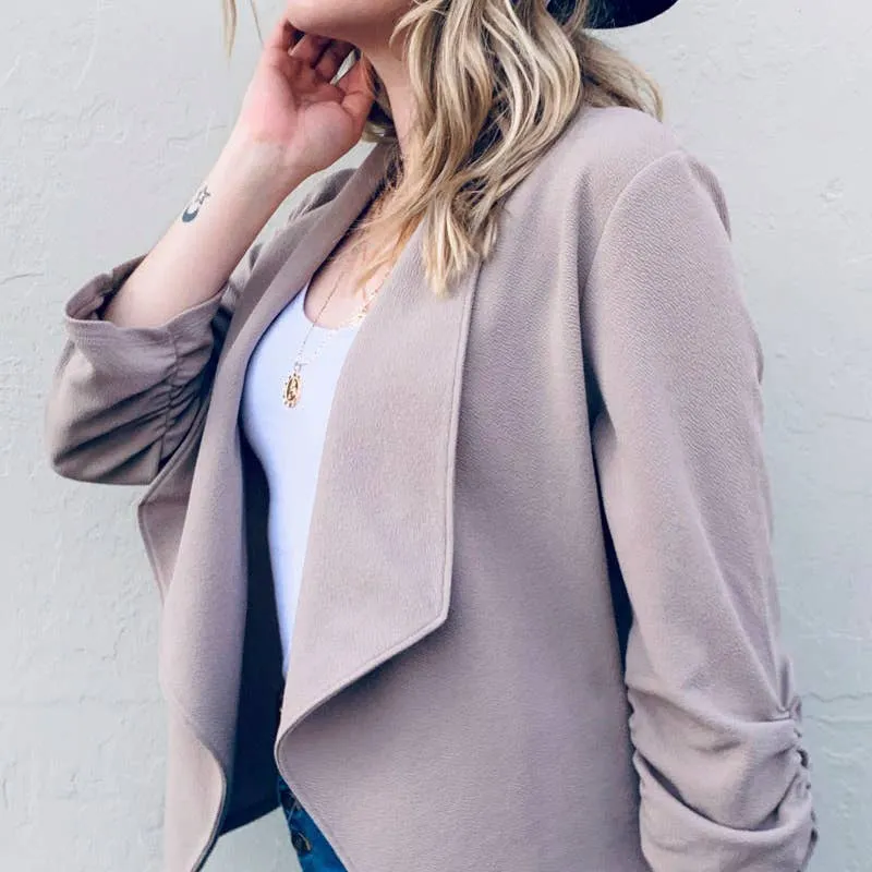 Basic Solid Open Front Blazer