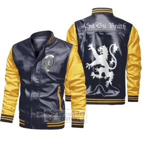 Bell Family Crest Leather Bomber Jacket Lion Rampant Alba Gu Brath Style