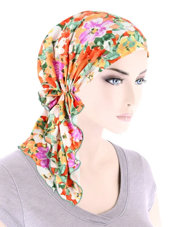 BELLA-866#The Bella Scarf Orange Sage Floral