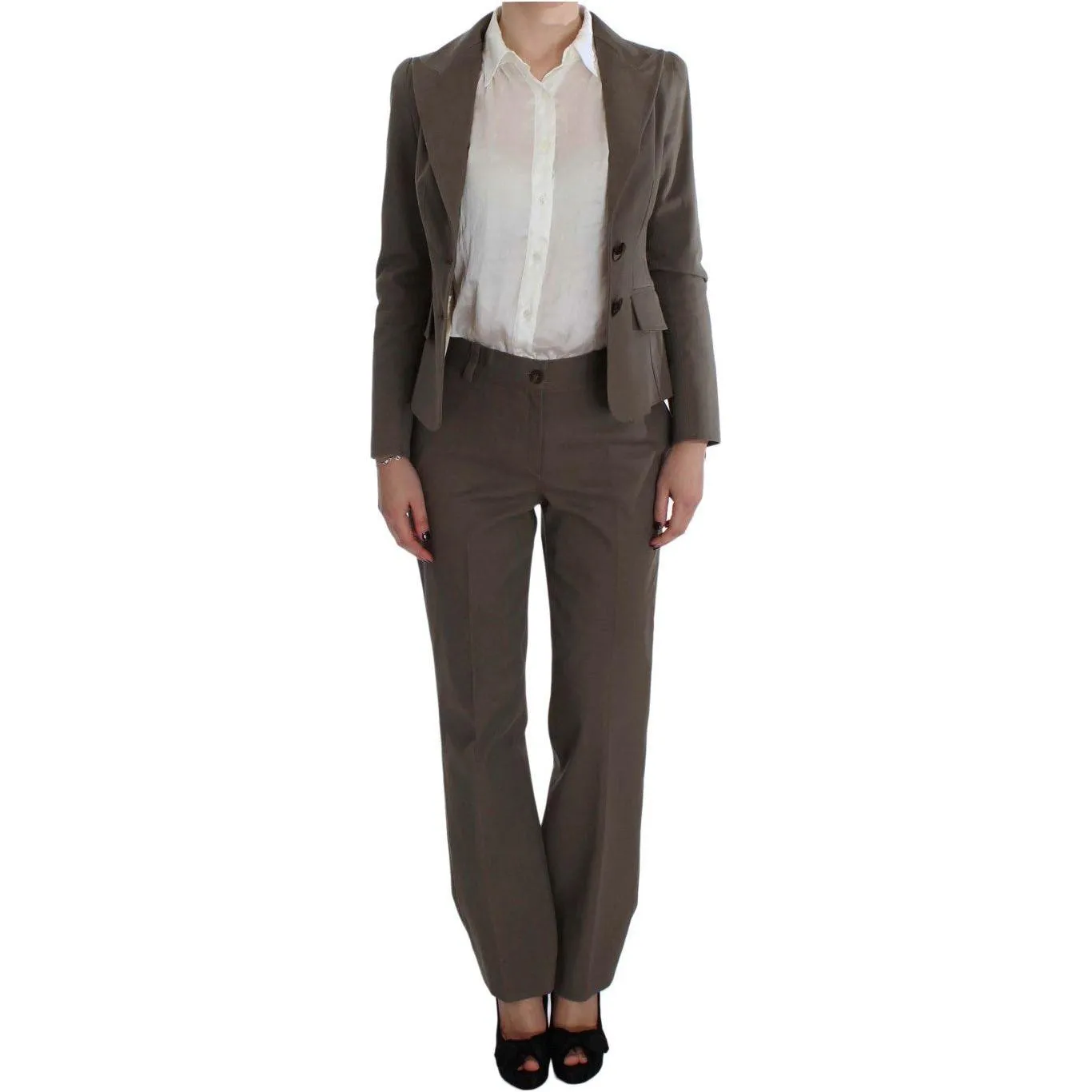 BENCIVENGA Beige Wool-Cotton Suit Set Chic Elegance