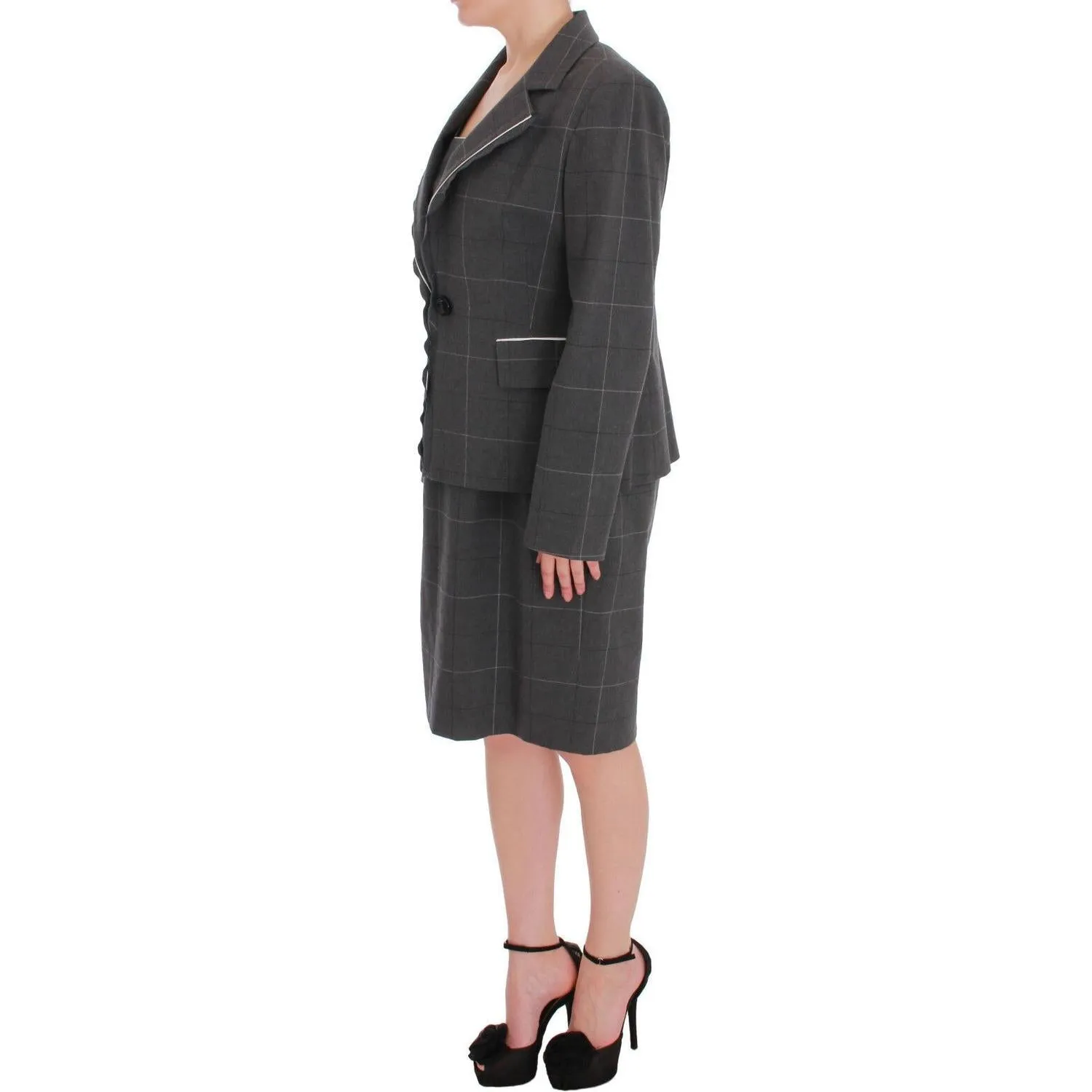 BENCIVENGA Elegant Checkered Cotton-Blend Suit Set