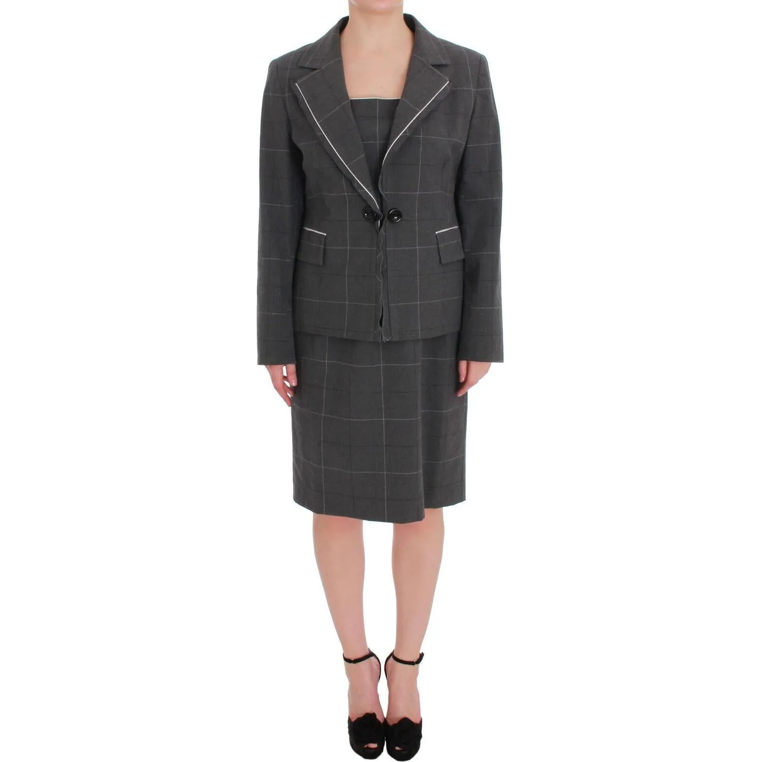 BENCIVENGA Elegant Checkered Cotton-Blend Suit Set