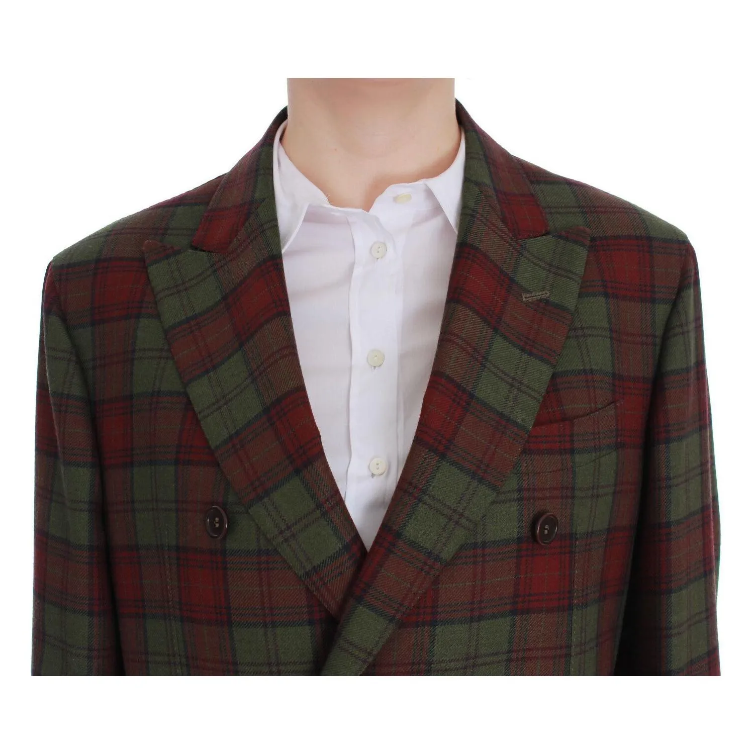 BENCIVENGA Elegant Checkered Double-Breasted Wool Blazer