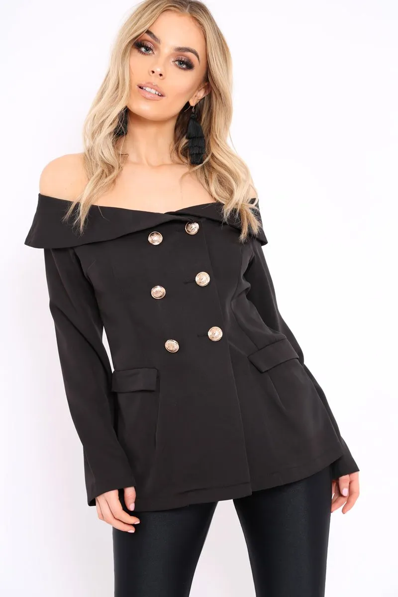 Black Bardot Blazer Top - Abbigail