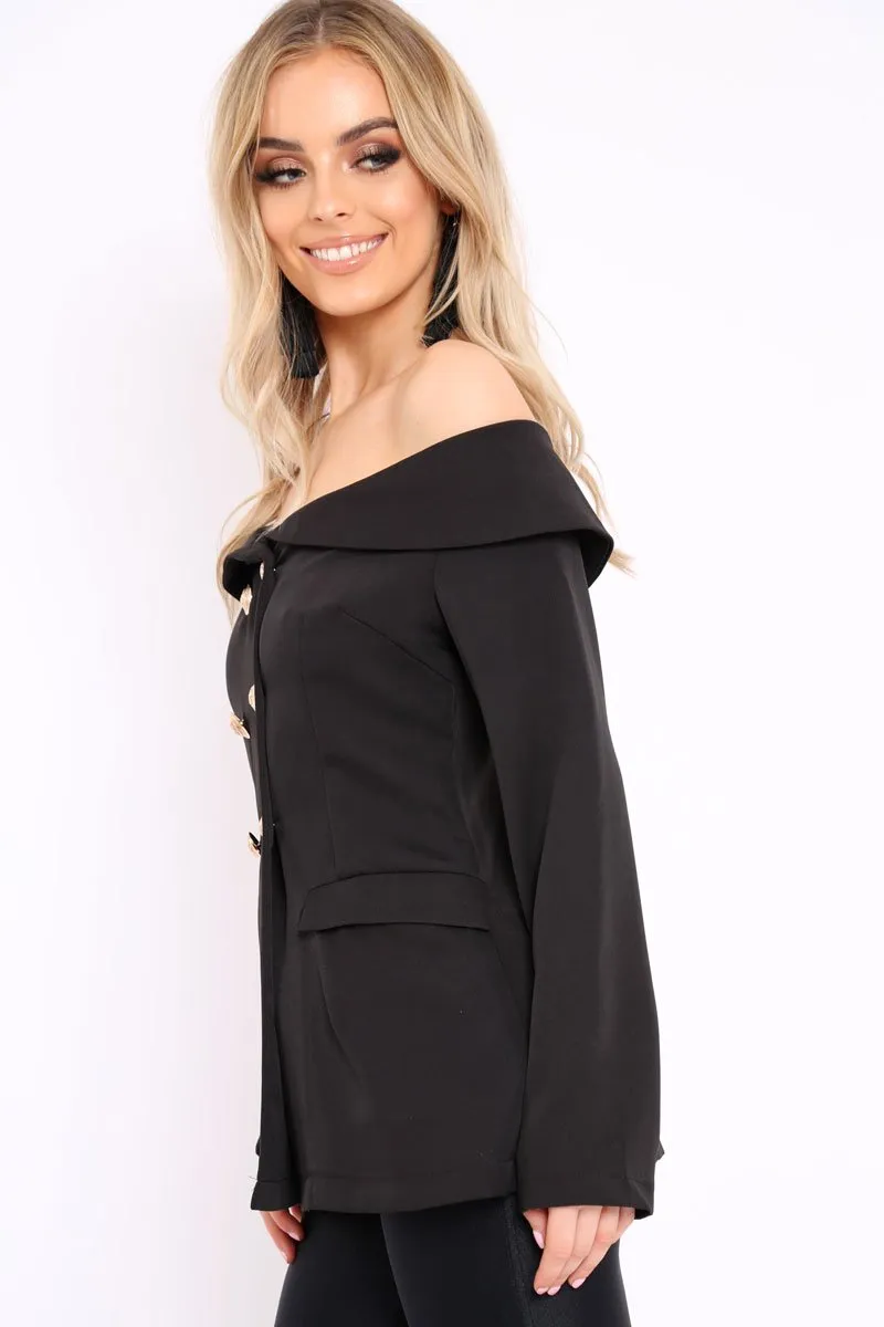 Black Bardot Blazer Top - Abbigail