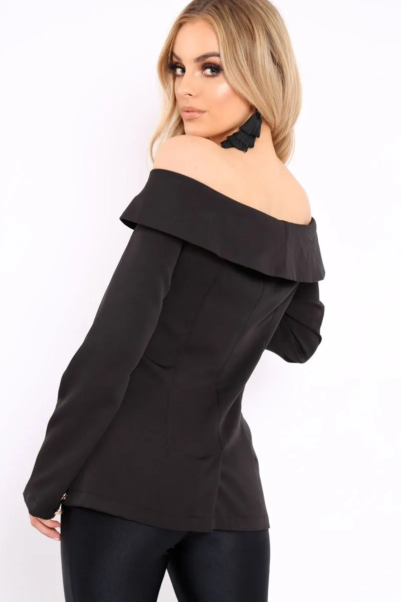 Black Bardot Blazer Top - Abbigail