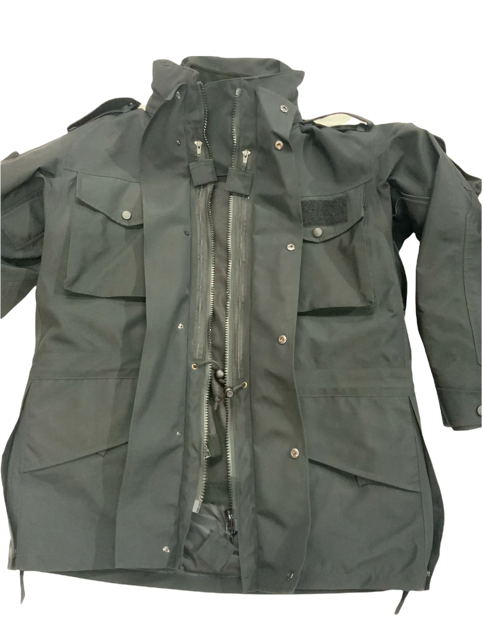 Black Waterproof 3/4 Length Tactical Rain Coat Yaffy Atlanta BAC01A