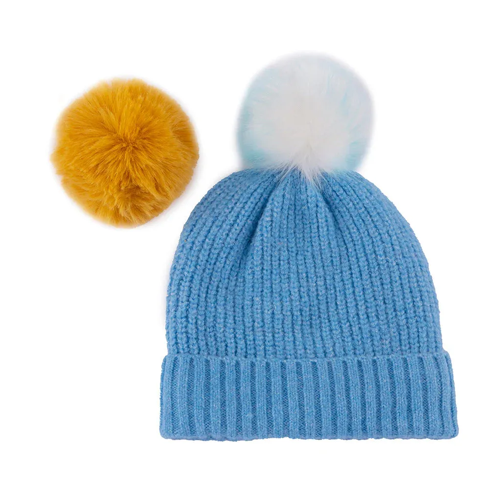 Blue Pick-A-Pom Knit Hat