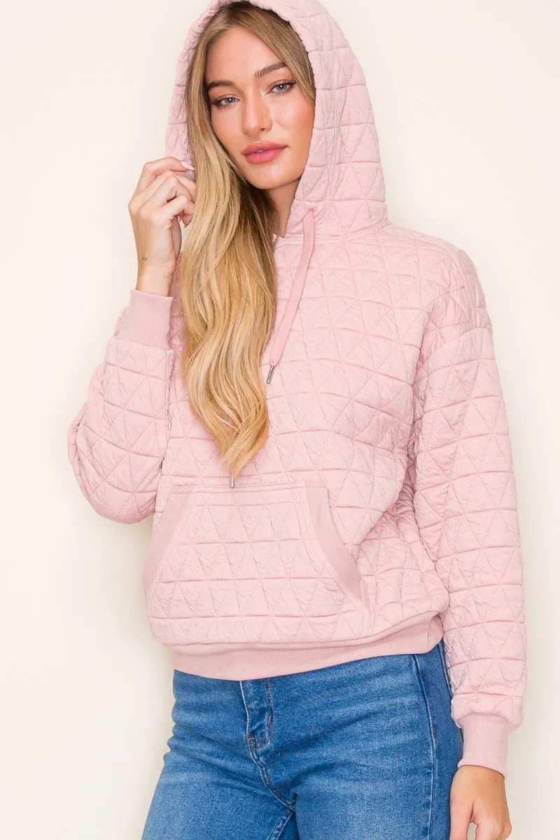 Blush Quilted Hoodie