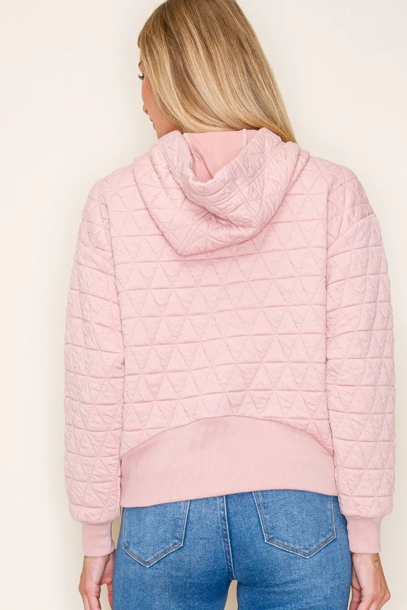 Blush Quilted Hoodie