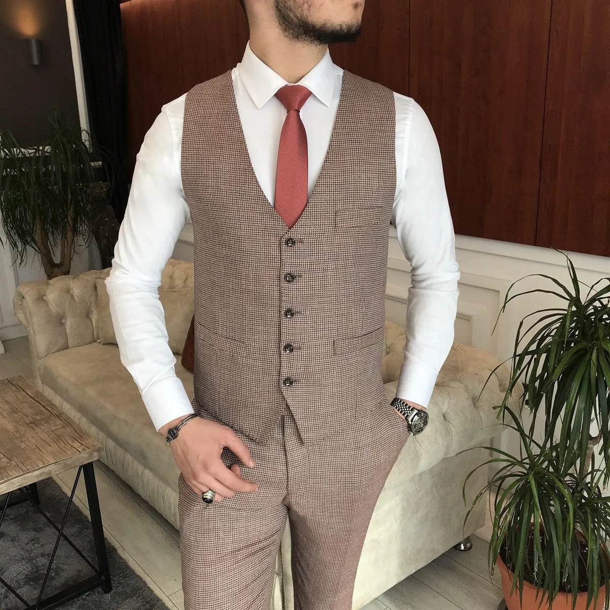 Bojoni Cagliari Orange Slim-Fit Suit 3-Piece