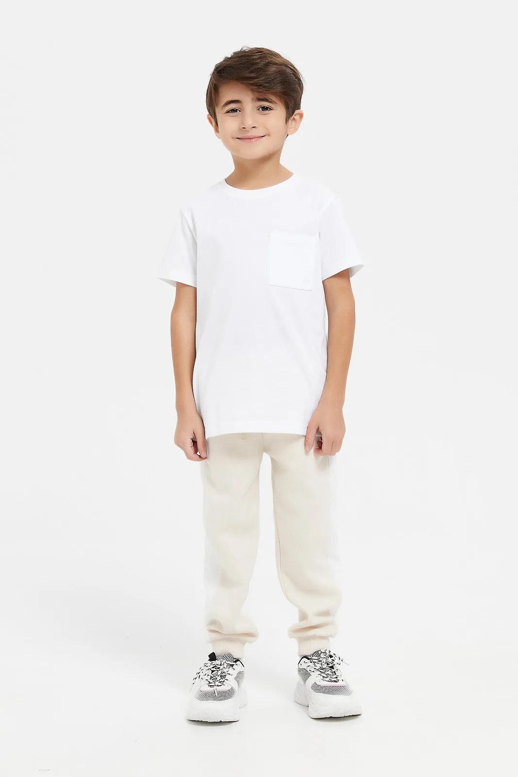 Boys Beige Active Pants