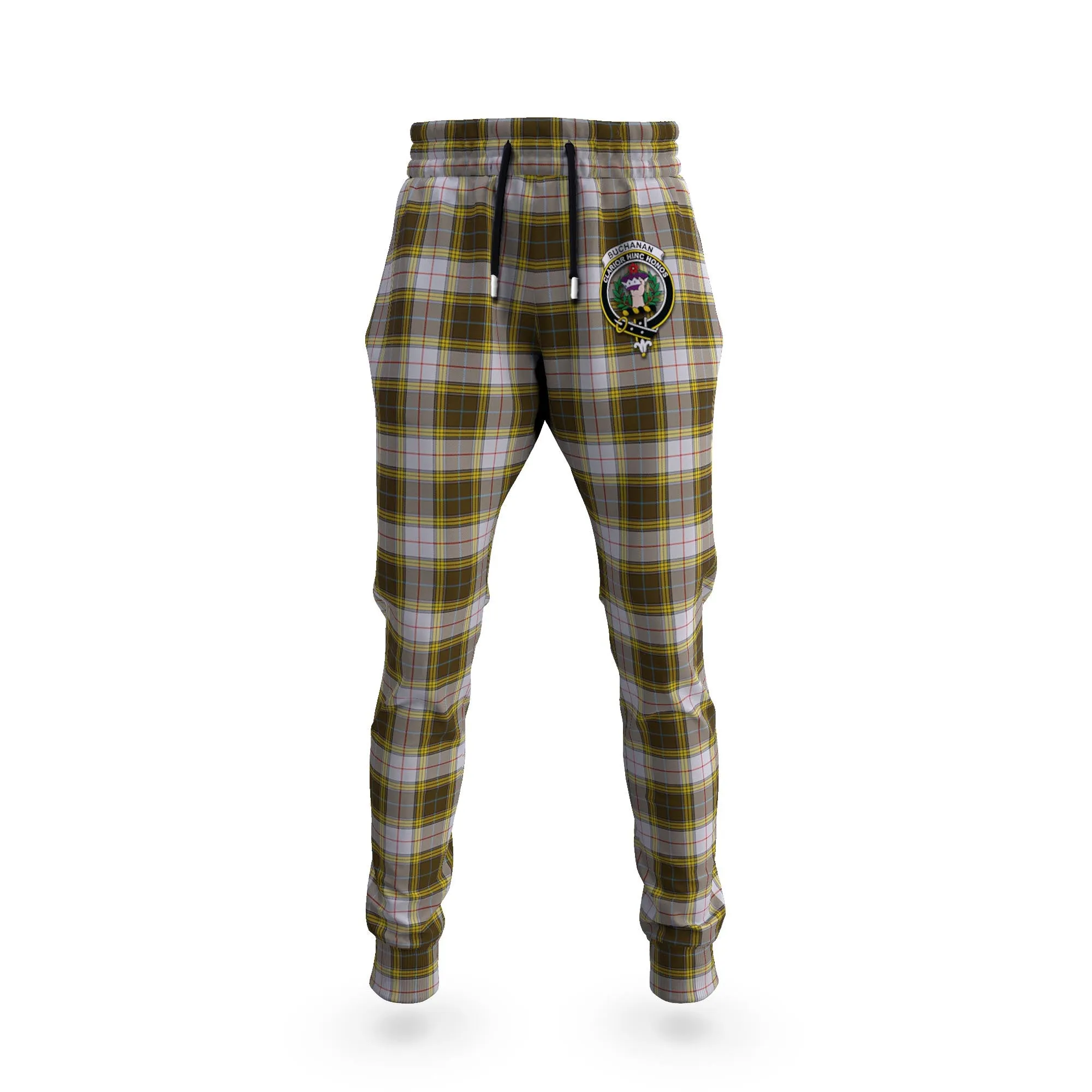 Buchanan Dress Tartan Joggers Pants with Family Crest