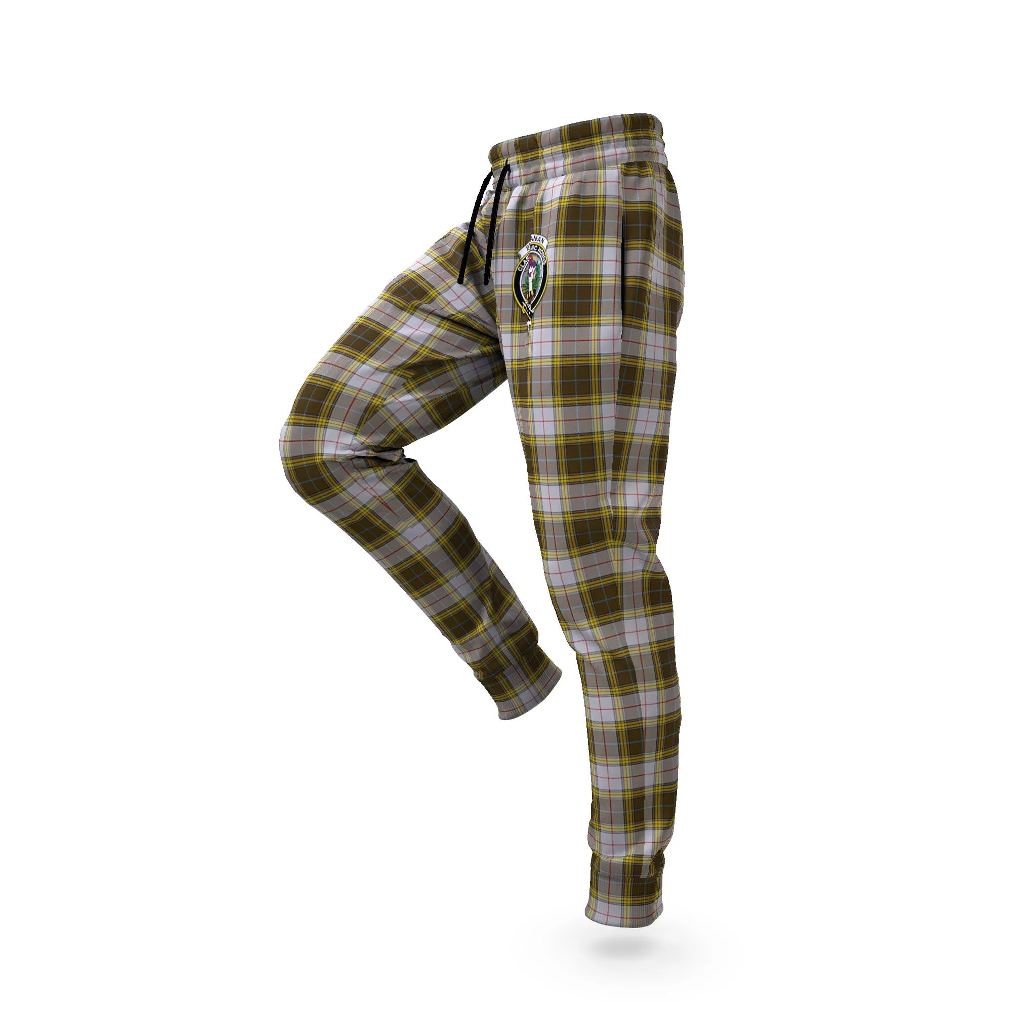 Buchanan Dress Tartan Joggers Pants with Family Crest