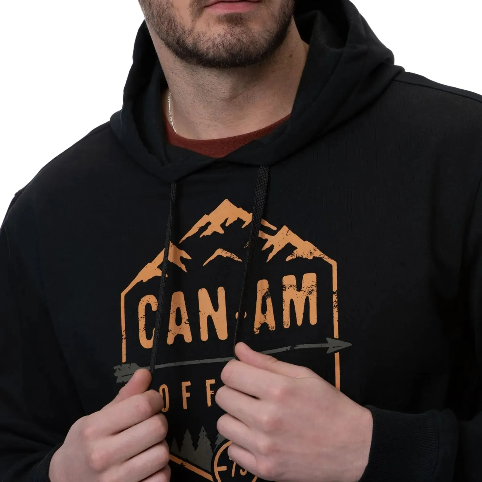 Can-Am  Mens Premium Pullover Hoodie Long Sleeve Heavyweight Warm Casual Black