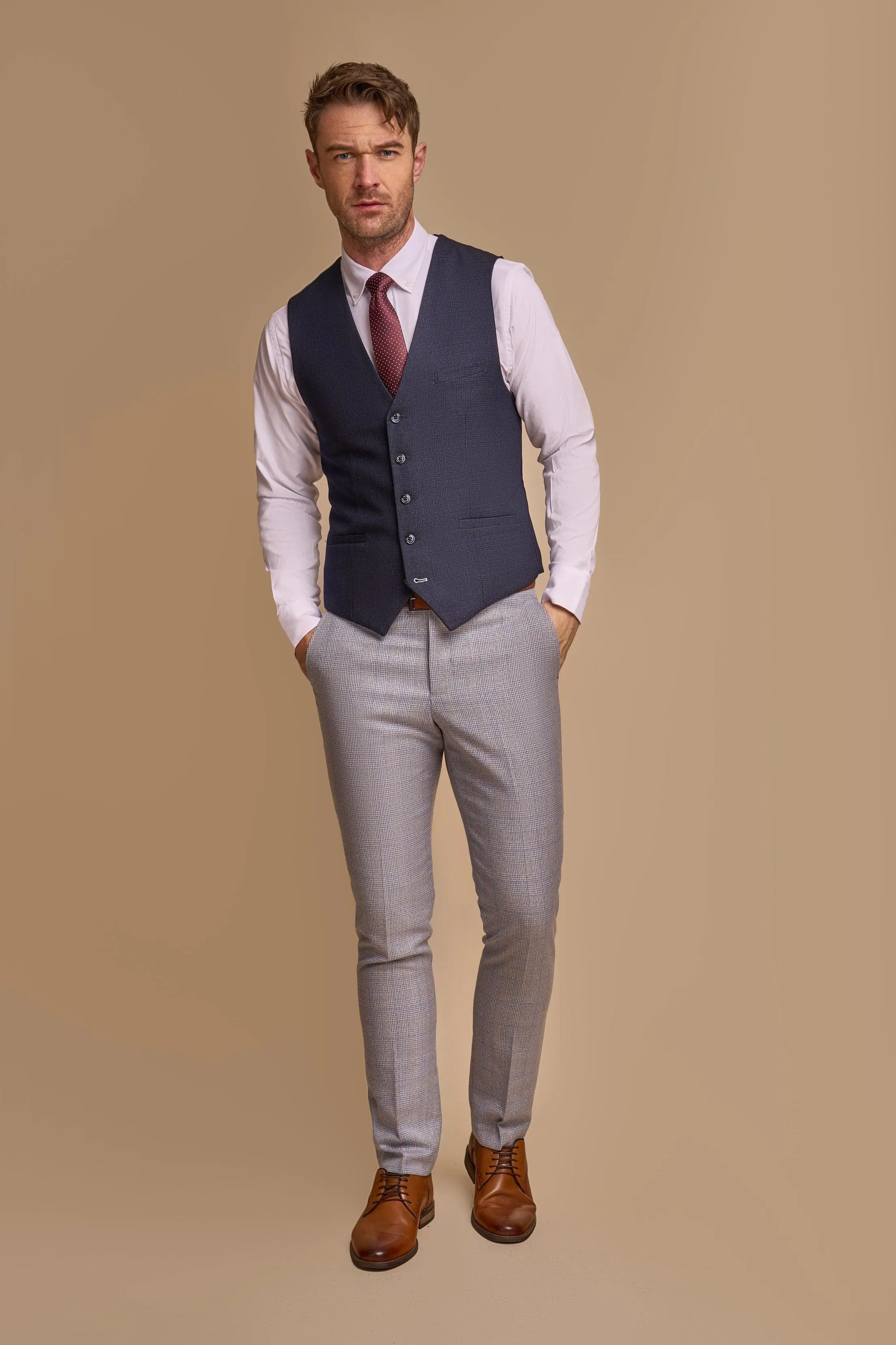 Caridi Sky with Caridi Navy Waistcoat