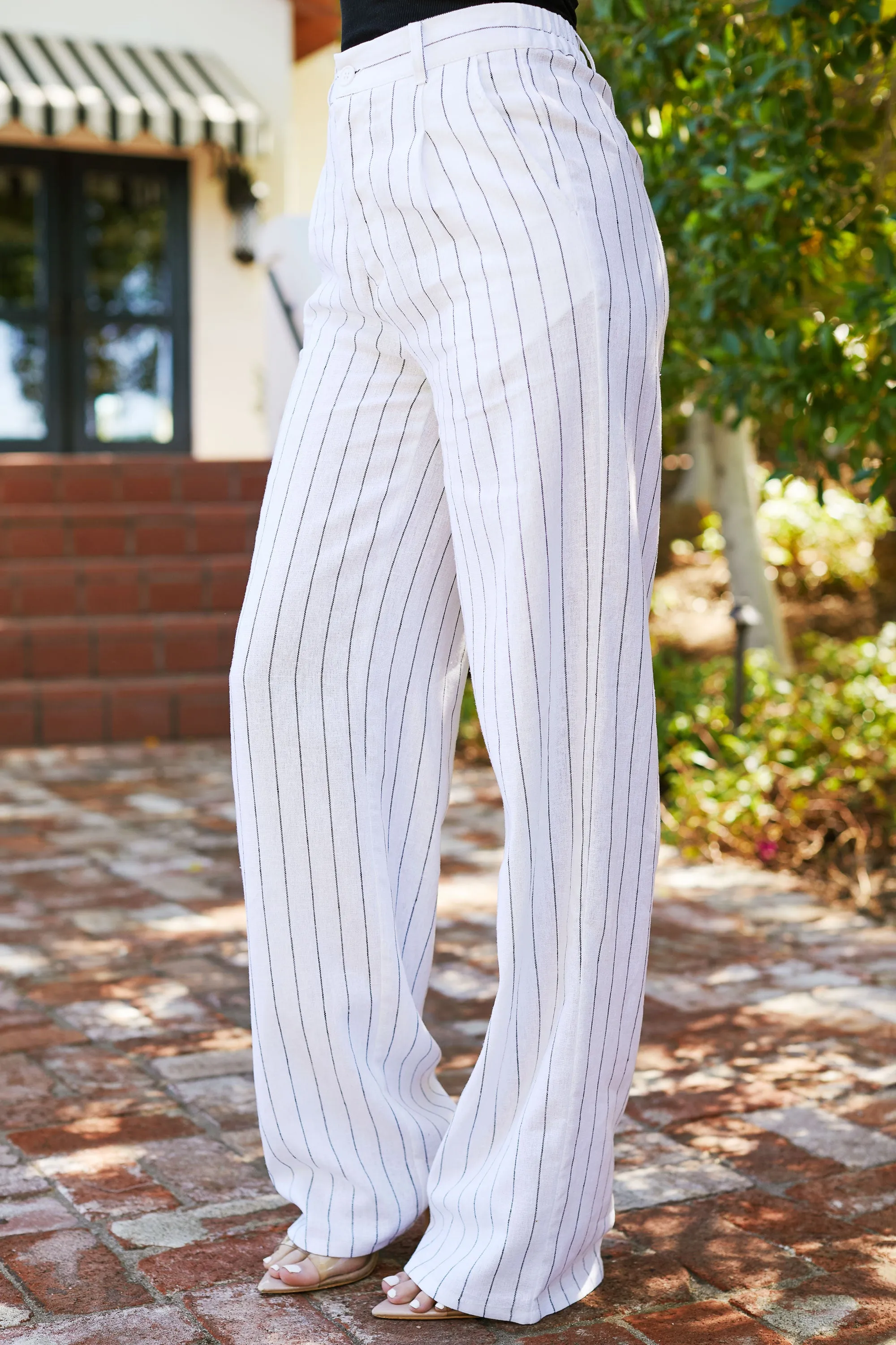 Carina White Striped Pants