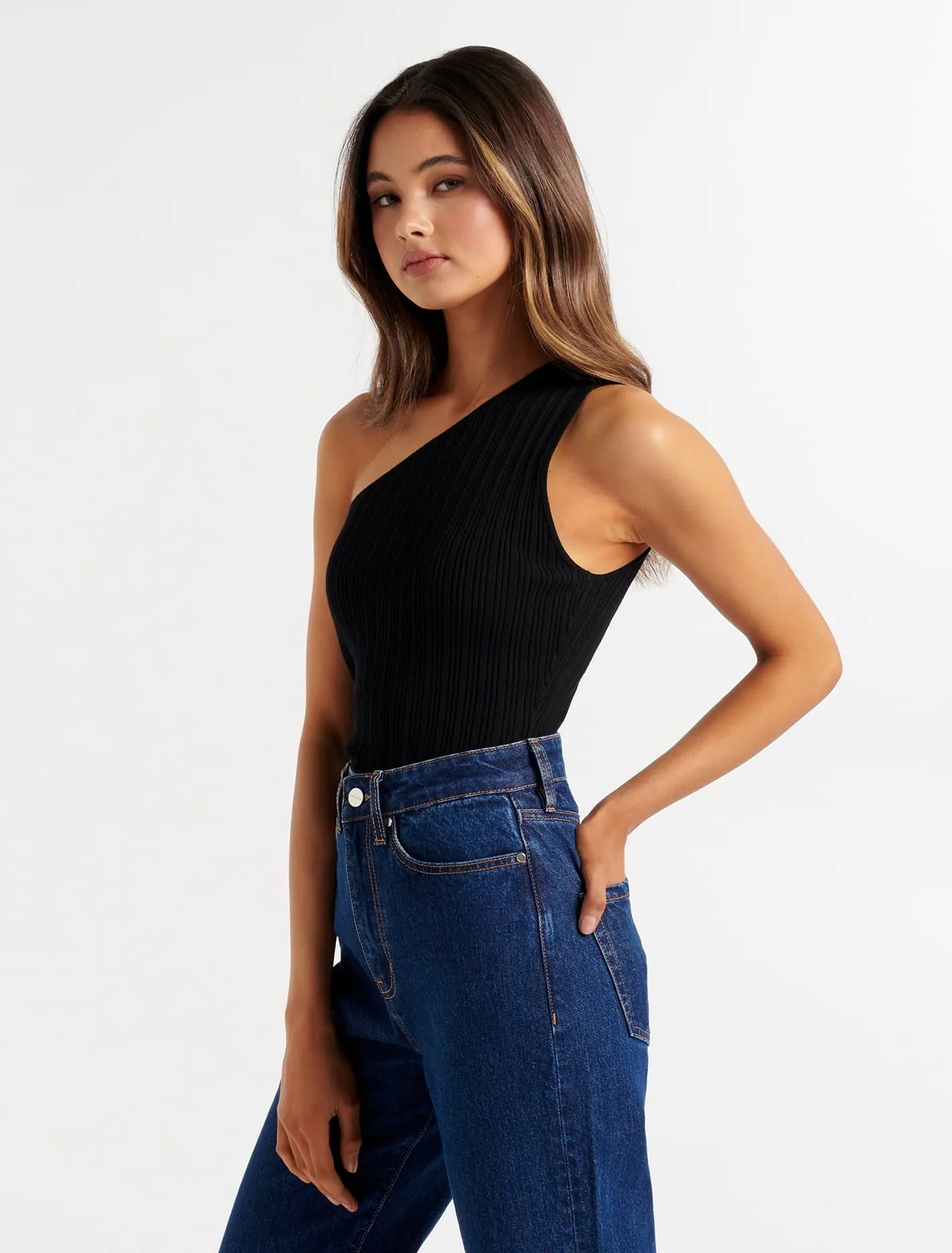 Carissa One Shoulder Knit Tank