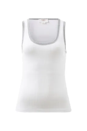 Ceres Life Contour Rib Scoop Tank - White/Grey Marle