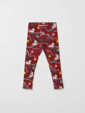 Christmas Floral Girls Leggings