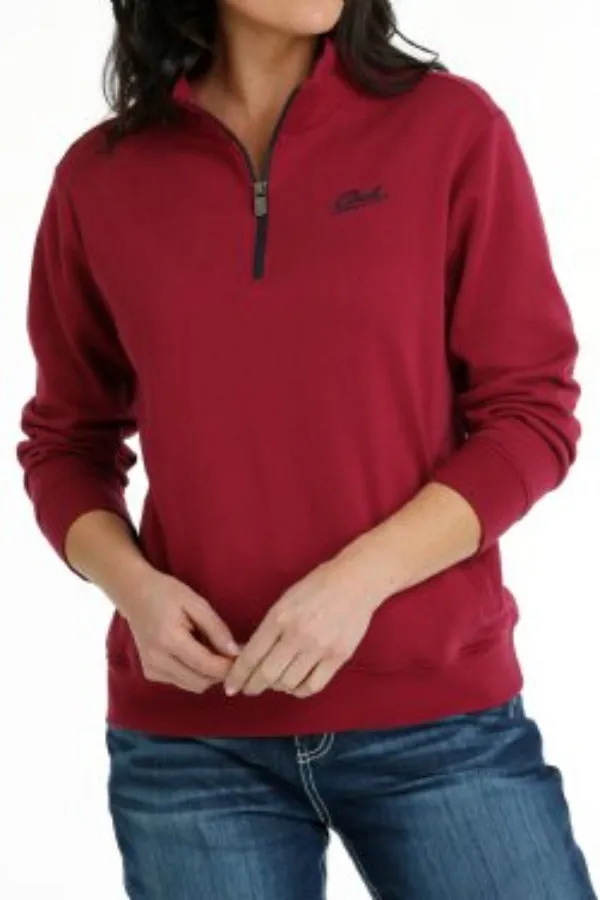 Cinch Ladies 1/4 Fleece Pullover Burgundy  MAK7906001