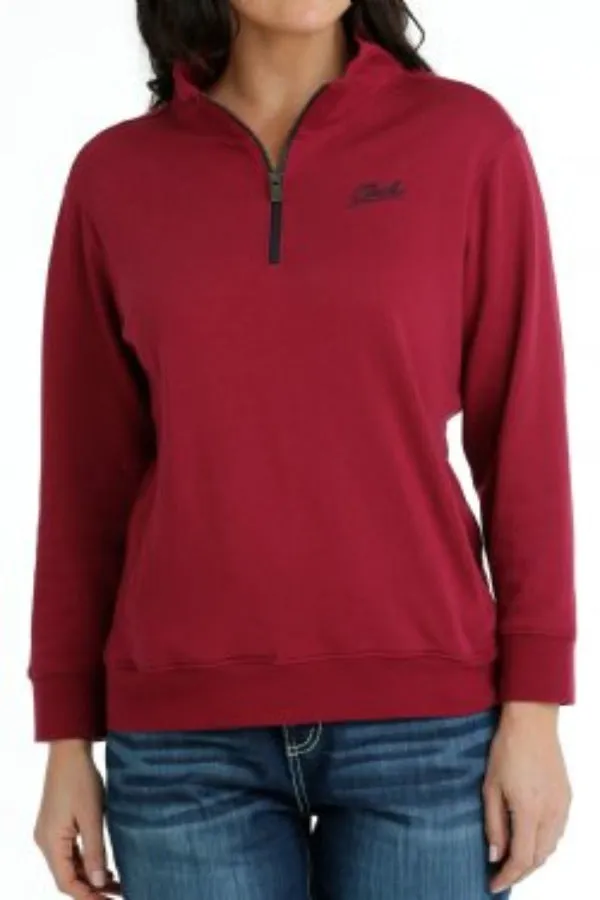 Cinch Ladies 1/4 Fleece Pullover Burgundy  MAK7906001