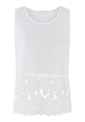 Clara Round Neck Cotton Tank Top | White 74897-101